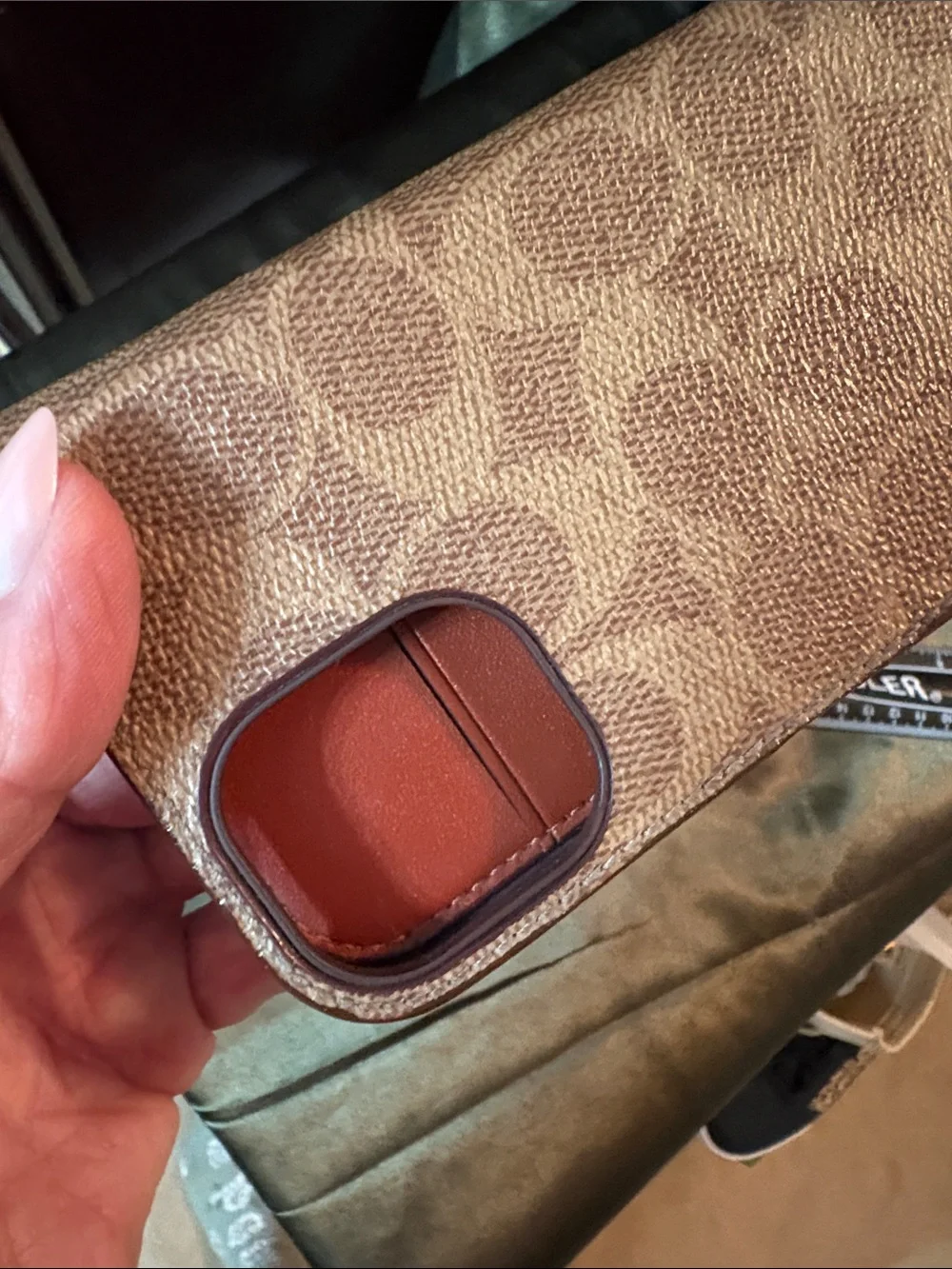 Coach Signature Folio Phone Case in Brown and Tan